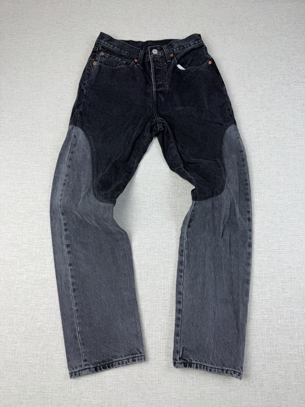 Levi’s Premium 501 Women’s Button Fly Color Block Jeans Gray Black Size 4